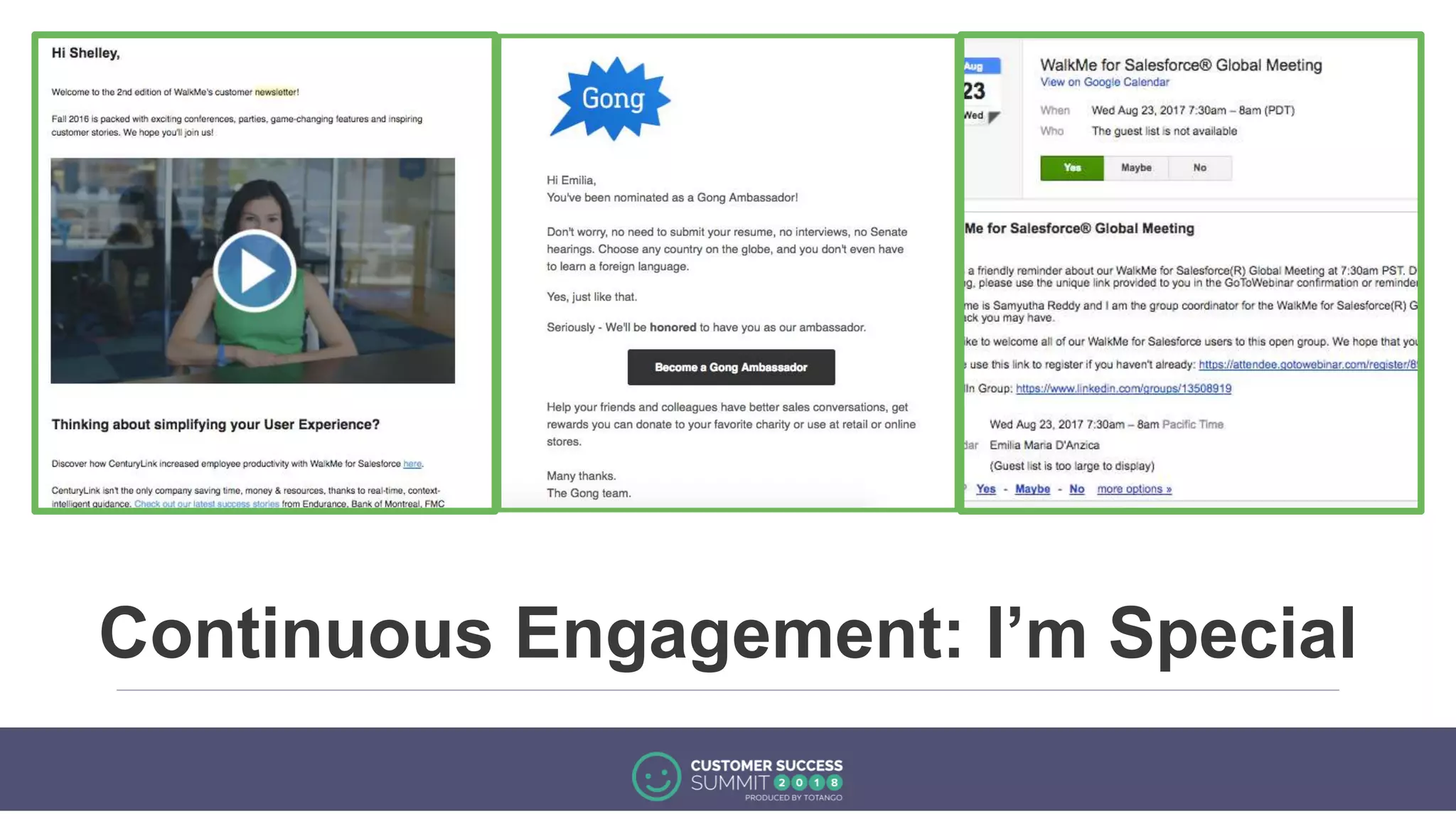 Continuous Engagement: I’m Special
 