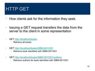 10
HTTP GET
• How clients ask for the information they seek.
• Issuing a GET request transfers the data from the
server to...