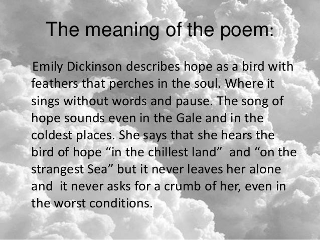 Hope thing feathers emily dickinson literary analysis