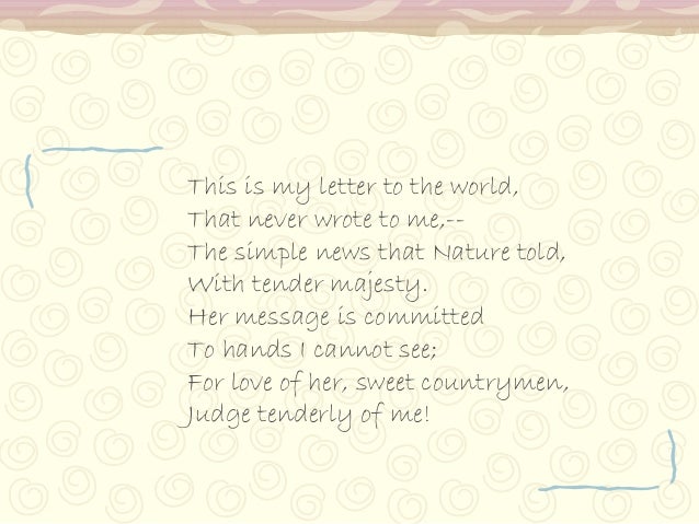emily dickinson this is my letter to the world