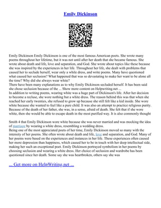 Emily Dickinson Death Thesis | PDF