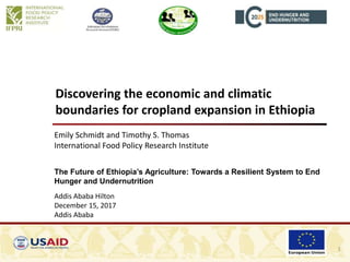 Discovering the economic and climatic
boundaries for cropland expansion in Ethiopia
Emily Schmidt and Timothy S. Thomas
International Food Policy Research Institute
The Future of Ethiopia’s Agriculture: Towards a Resilient System to End
Hunger and Undernutrition
Addis Ababa Hilton
December 15, 2017
Addis Ababa
1
 