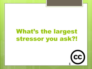 What’s the largest
stressor you ask?!
 