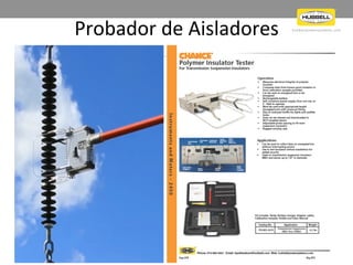 h u b b e l l p o w e r s y s t e m s . c o m
Probador	de	Aisladores	
No se puede mostrar la imagen. Puede que su equipo no tenga suﬁciente memoria para abrir la imagen o que ésta esté dañada. Reinicie el equipo y, a continuación, abra el archivo de nuevo. Si sigue apareciendo la x roja, puede que tenga que borrar la imagen e
insertarla de nuevo.
 