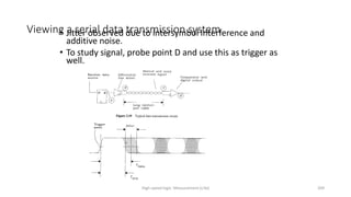 High-speed logic: Measurement (v.9a) 209
Viewing a serial data transmission system
• Jitter observed due to intersymbol interference and
additive noise.
• To study signal, probe point D and use this as trigger as
well.
 