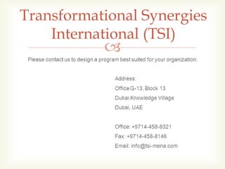 Transformational Synergies
International (TSI)



 