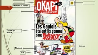 22
___________
Nom de la revue
___________
Titre d’un
article
___________
Numéro
Prix
©Okapi
Séance 5 - ©Gaujacq
 