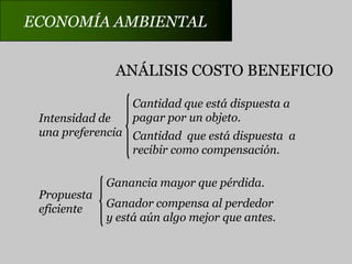 ECONOMÍA AMBIENTALSUSTENTABILIDAD DÉBILLa depreciación del “capital natural” se le imputa al paísde origen, al igual que la correspondiente a los mediosde producción.En este enfoque, “la pobreza es la mayor enemiga delambiente”.