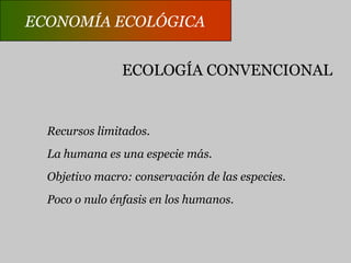 ECONOMÍA AMBIENTALINTERNALIZACIÓN DE EXTERNALIDADES¿Cómo dar valor monetario a los costos externos.¿Cuál es el óptimo social?Mercado ecológicamente ampliado.No tiene en cuenta las generaciones futuras.A
