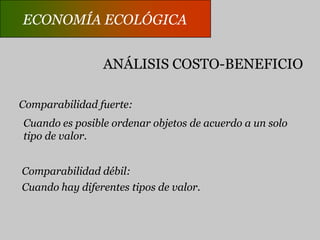 ECONOMÍA ECOLÓGICAFLUJO DE ENERGÍA Y DE MATERIALESFotosíntesis.Época preindustrial:Consumo endosomático.Combustibles fósiles.“Producción” de petróleo.Industrialización:Consumo exosomático.Eficiencia en el uso de la energía.Tiempos biológico y económico.