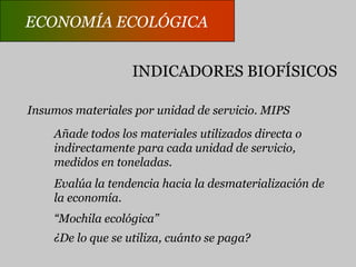 ECONOMÍA ECOLÓGICAECONOMÍA ECOLÓGICAINDICADORES FÍSICOS