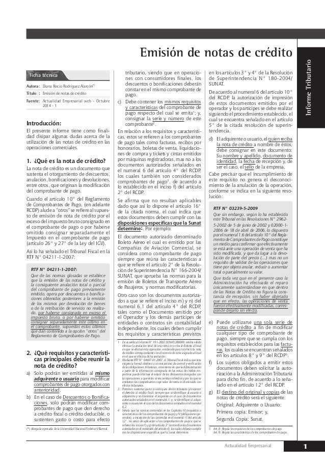 emision de notas de credito nota de credito