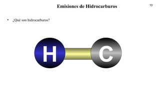 10
Emisiones de Hidrocarburos
• ¿Qué son hidrocarburos?
H C
 