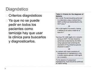 Diagnóstico
Criterios diagnósticos
Ya que no se puede
pedir en todos los
pacientes como
tamizaje hay que usar
la clínica para buscarlos
y diagnosticarlos.
 