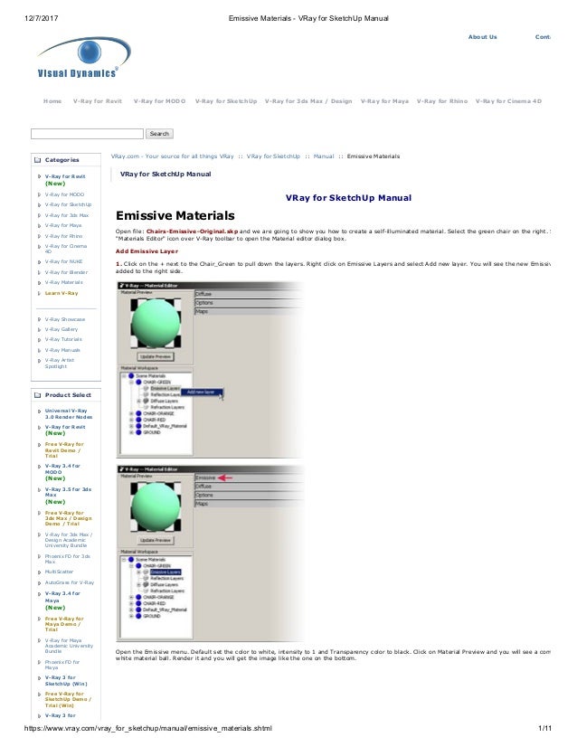 Emissive Materials V Ray For Sketch Up Manual