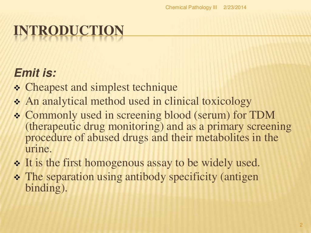Emit enzymemultiplied immunoassay technique