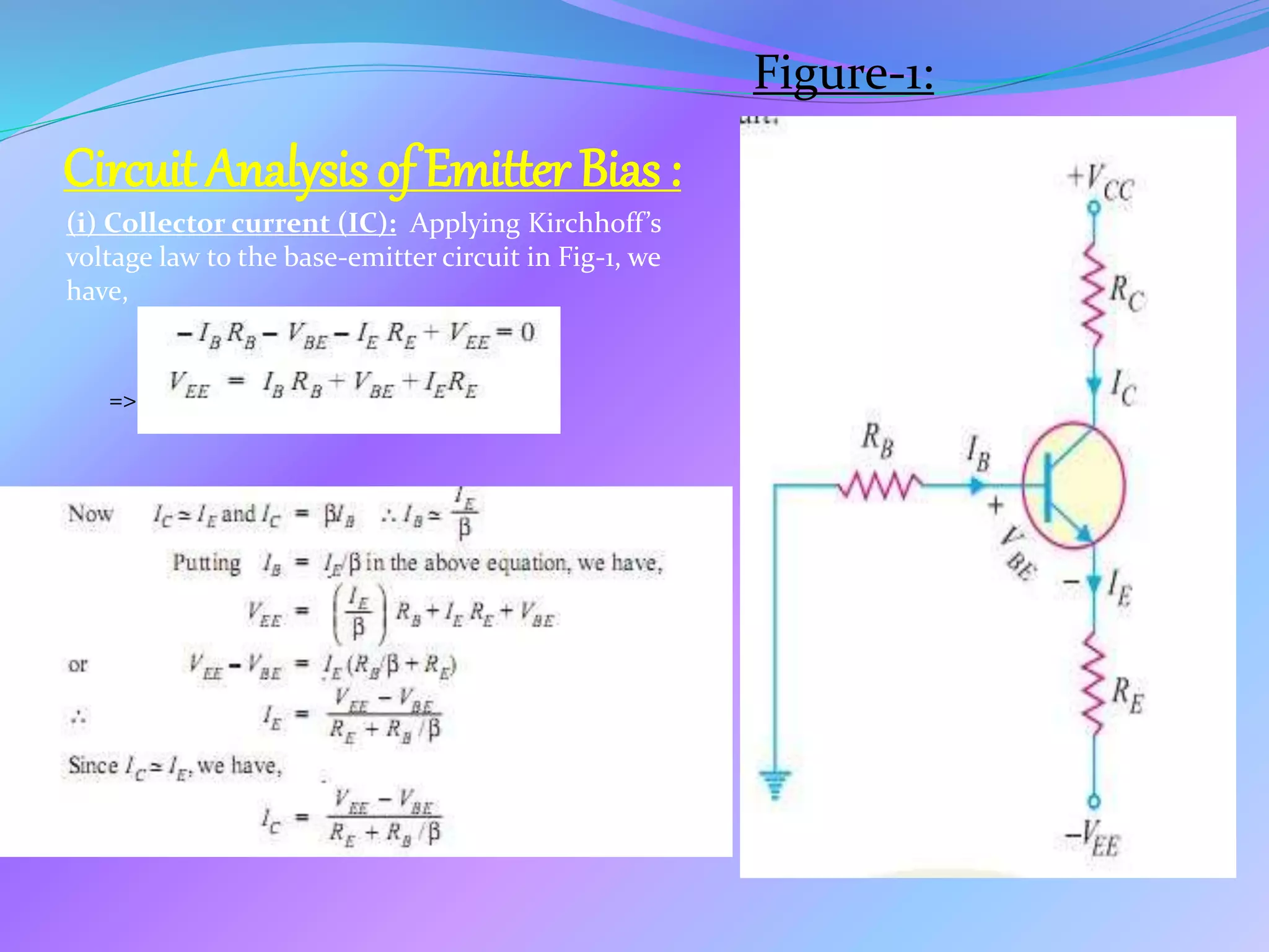 Emitter bias method of transistor biasing PPT
