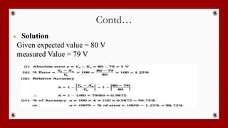 Contd…
● Solution
Given expected value = 80 V
measured Value = 79 V
 