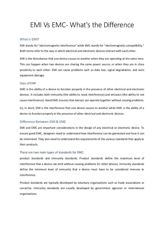 EMI/EMC Testing Difference | PDF
