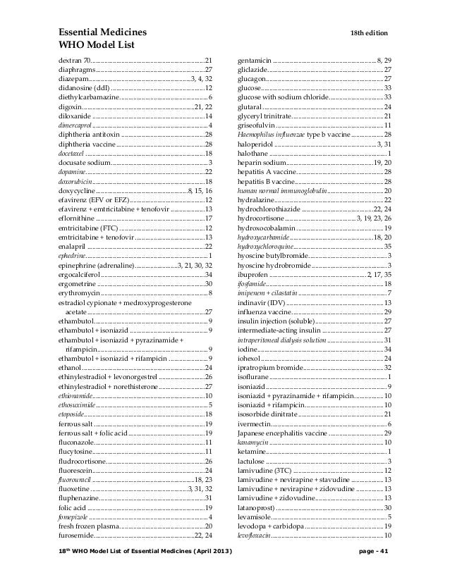 WHO Model List of Essential Medicines