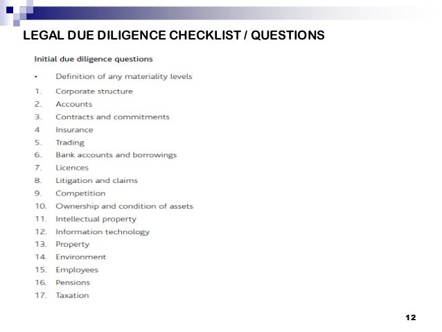 sample legal due diligence checklist Legal due diligence (ldd) emli training.
