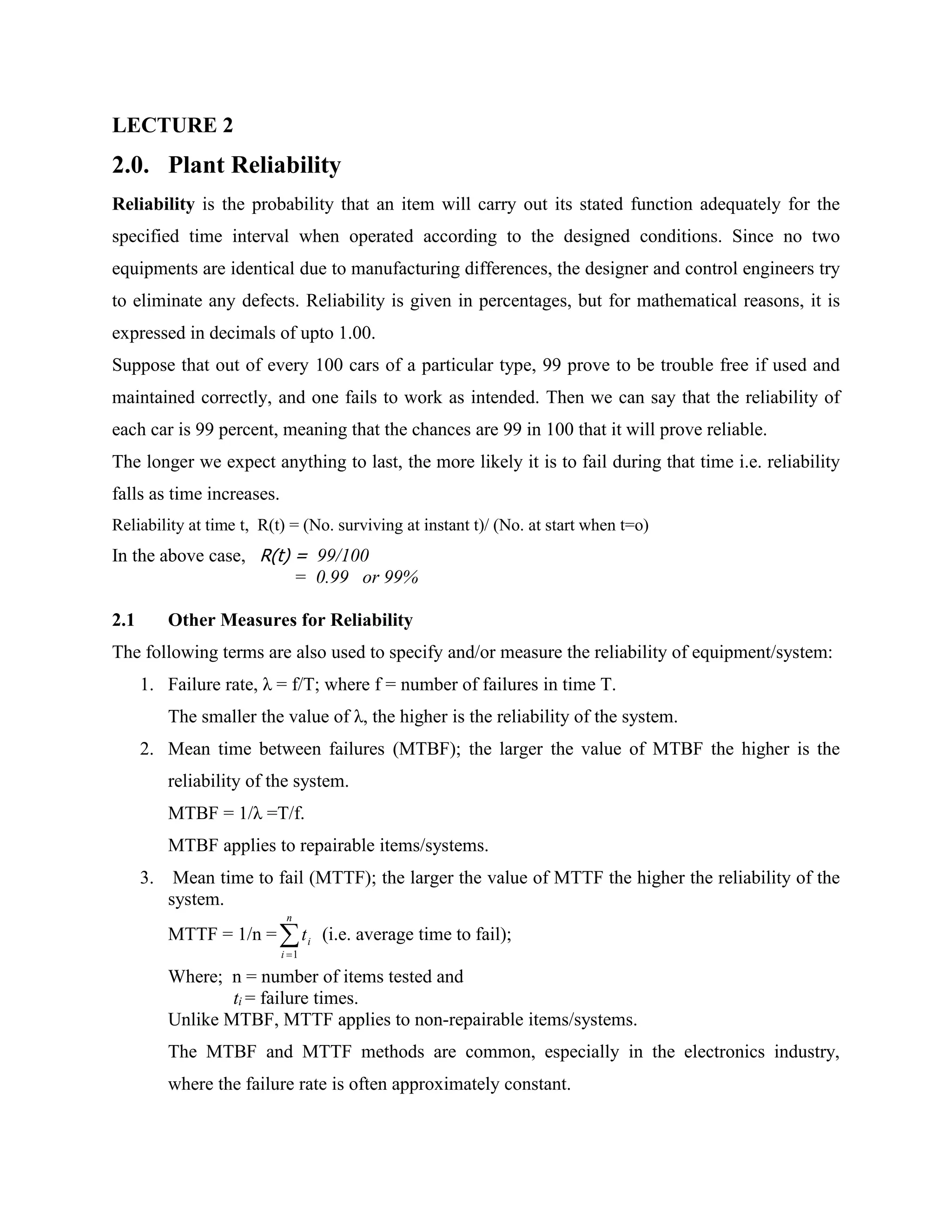 System Reliability Engineering And Plant Maintenance | PDF