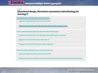 • Easy access to MOOCs from across Europe
• Transcription and translation services to give access to
courses in many langu...