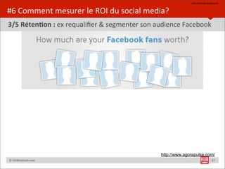 hUp://www.agorapulse.com/



#6	
  Comment	
  mesurer	
  le	
  ROI	
  du	
  social	
  media?
 3/5	
  RétenFon	
  :	
  ex	
...