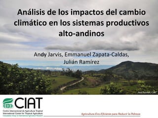 Análisis de los impactos del cambio climático en los sistemas productivos alto-andinos Andy Jarvis, Emmanuel Zapata-Caldas, Julián Ramírez Neil Palmer, CIAT 