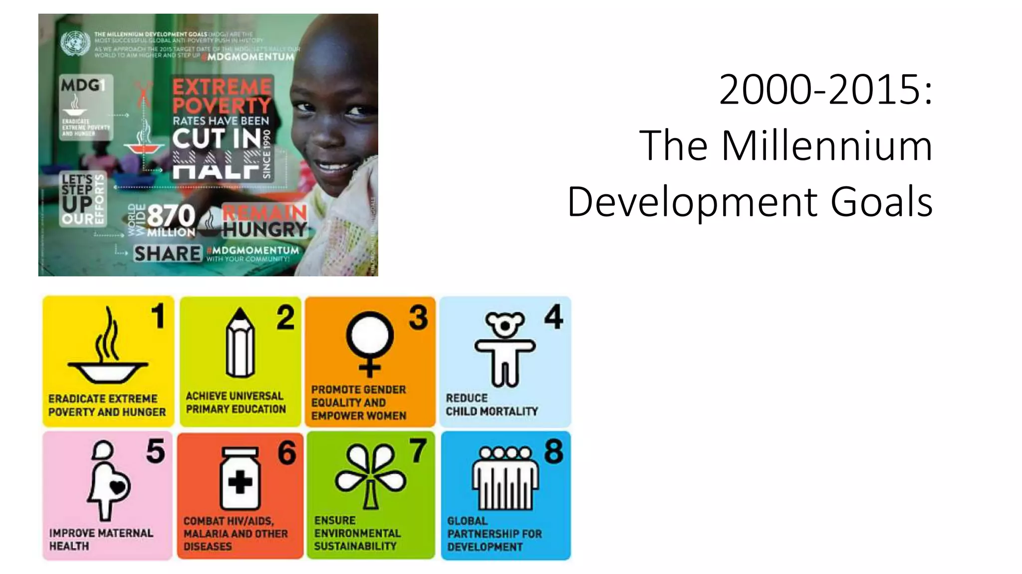 2000-2015:
The Millennium
Development Goals
 