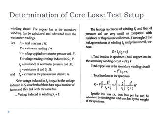Determination of Core Loss: Test Setup
 