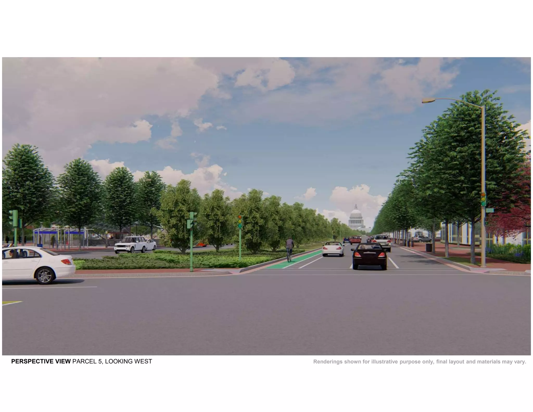 PERSPECTIVE VIEW PARCEL 5, LOOKING WEST Renderings shown for illustrative purpose only, final layout and materials may vary.
 