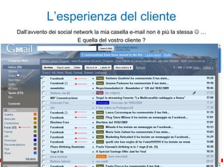L’esperienza del cliente Dall’avvento dei social network la mia casella e-mail non è più la stessa    … E quella del vostro cliente ? 
