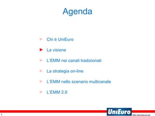 Agenda Chi è UniEuro La visione L’EMM nei canali tradizionali La strategia on-line L’EMM nello scenario multicanale L’EMM 2.0 