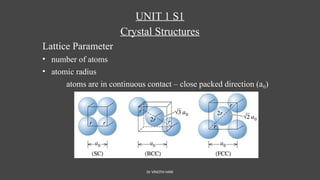 Crystal Structures and their types, parameters | PPTX