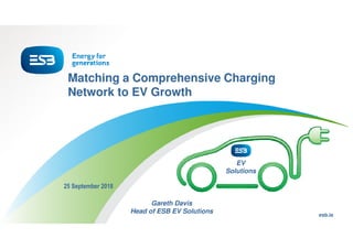 esb.ie
25 September 2018
Matching a Comprehensive Charging
Network to EV Growth
EV
Solutions
Gareth Davis
Head of ESB EV Solutions
 