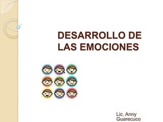 DESARROLLO DE
LAS EMOCIONES




         Lic. Anny
         Guarecuco
 