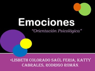 “Orientación Psicológica”




•Lisbeth Colorado Saúl Feria, Katty
      Cabrales, Rodrigo Román.
 