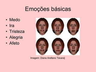 Emoções básicas Medo Ira Tristeza Alegria Afeto Imagem: Diana Arellano Távara]  