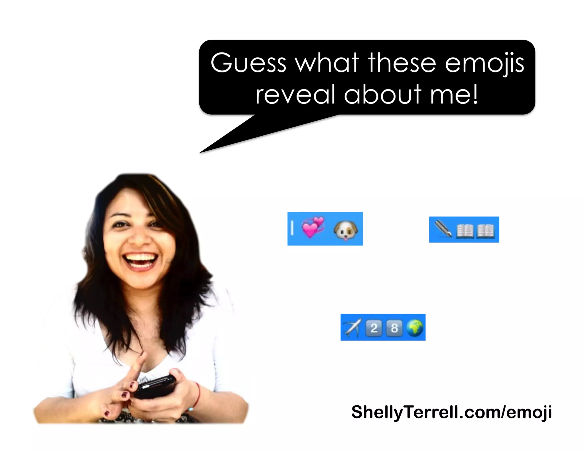 Guess what these emojis
reveal about me!
ShellyTerrell.com/emoji
 