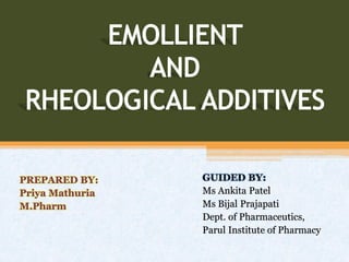 GUIDED BY:
Ms Ankita Patel
Ms Bijal Prajapati
Dept. of Pharmaceutics,
Parul Institute of Pharmacy
PREPARED BY:
Priya Mathuria
M.Pharm
 