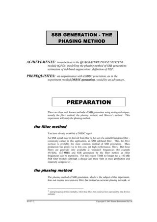 Ssb Generation Using Filter Method Emona tims-analog-communication-part1 2 | PDF