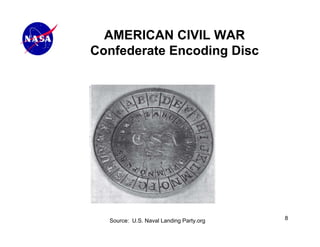 AMERICAN CIVIL WAR
Confederate Encoding Disc




  Source: U.S. Naval Landing Party.org   8
 