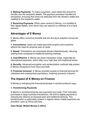 E Money Explained: How Digital Currency is Changing Finance | PDF