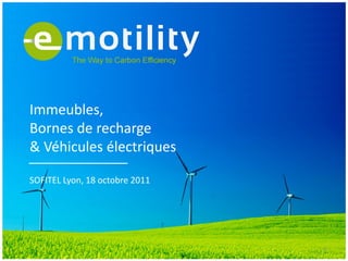 Immeubles,
Bornes de recharge
& Véhicules électriques

SOFITEL Lyon, 18 octobre 2011




                                0
 