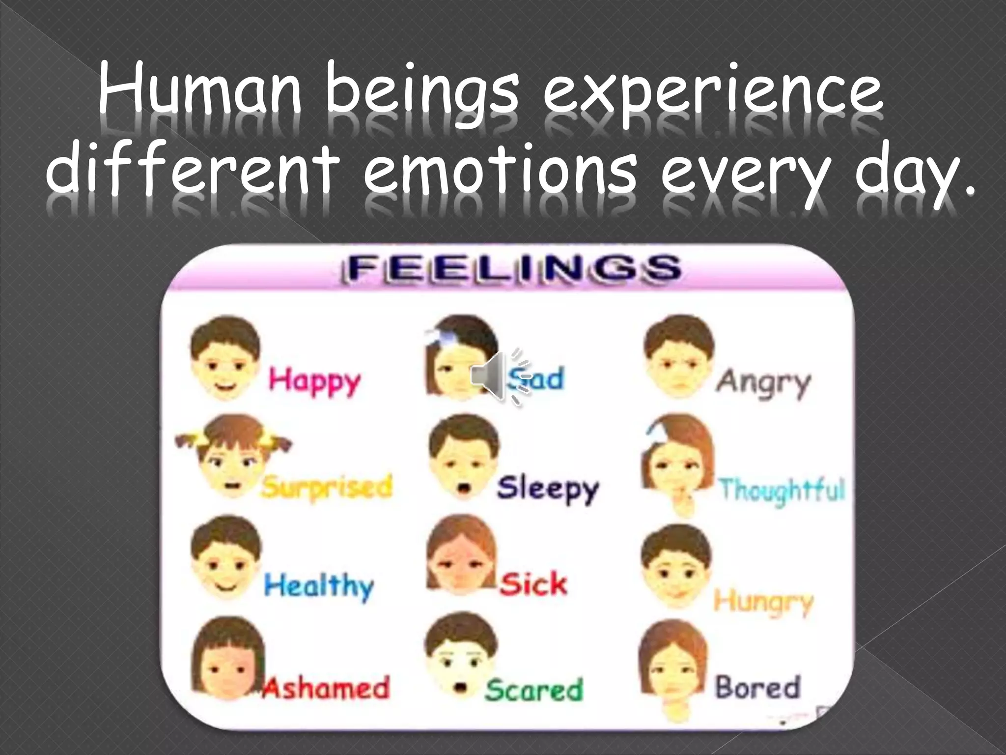 Human beings experience
different emotions every day.
 