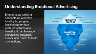 Understanding Emotional Advertising
Emotional advertising
connects on a human
level by tapping into
feelings rather than
p...