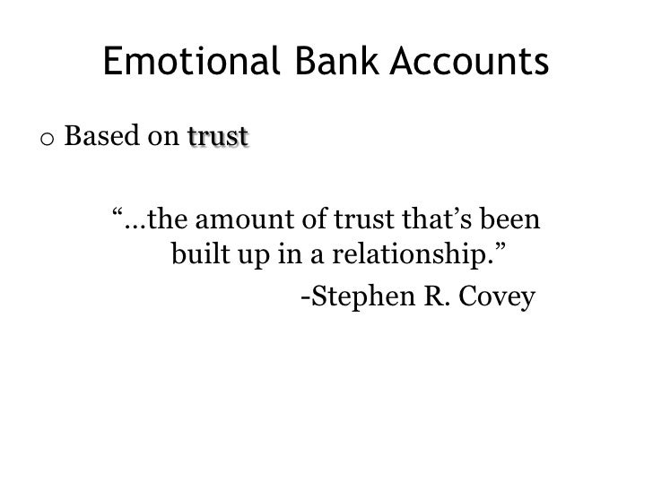Emotional Bank Accounts And Trust