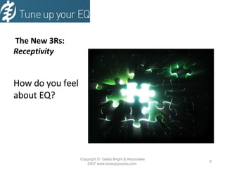   The New 3Rs:  Receptivity How do you feel about EQ?  Copyright  ©  Galba Bright & Associates 2007 www.tuneupyoureq.com  