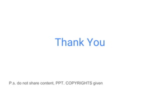 Thank You
P.s. do not share content, PPT. COPYRIGHTS given
 
